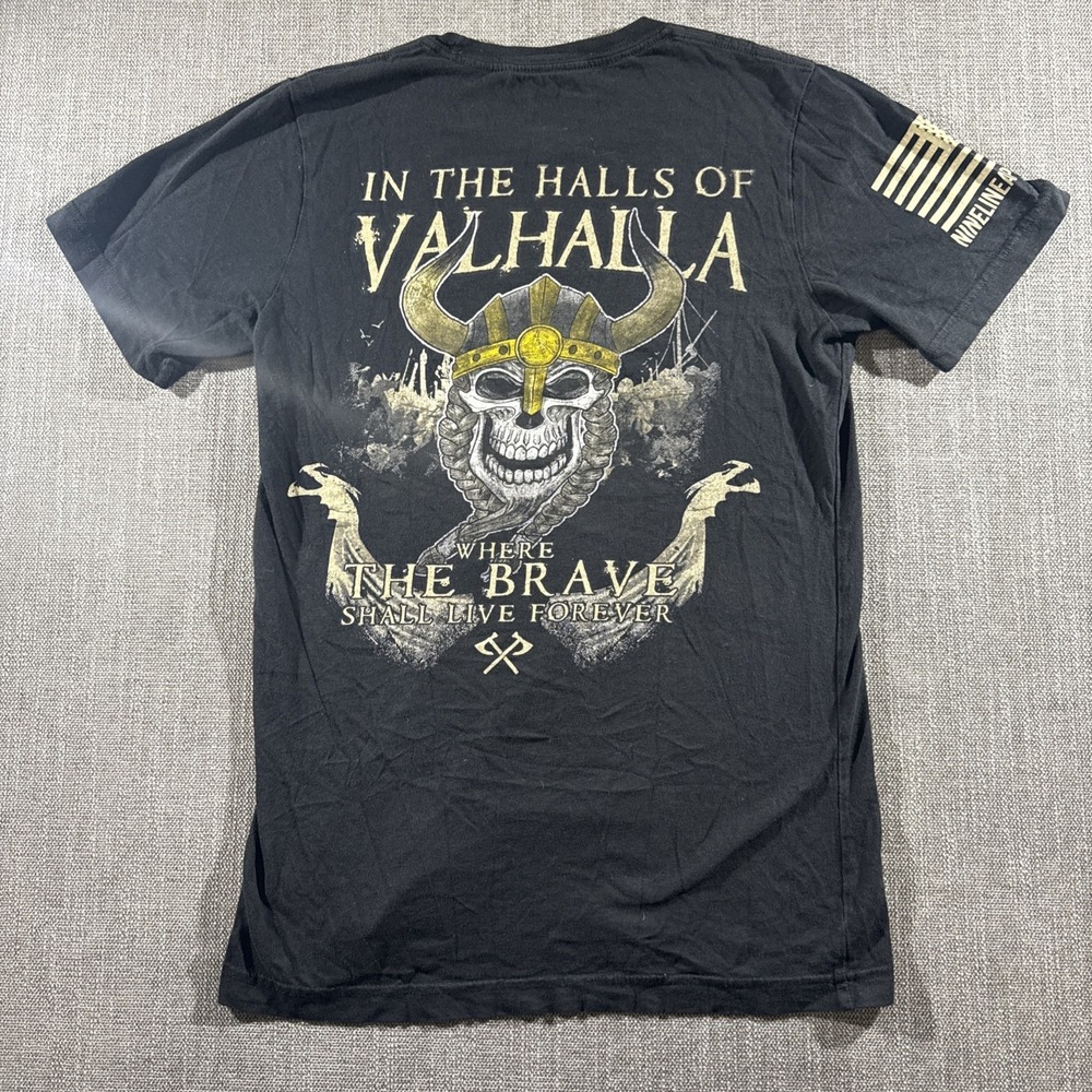 Nine Line Apparel T-Shirt Men's Small Valhalla Viking Patriotic Military Black‎